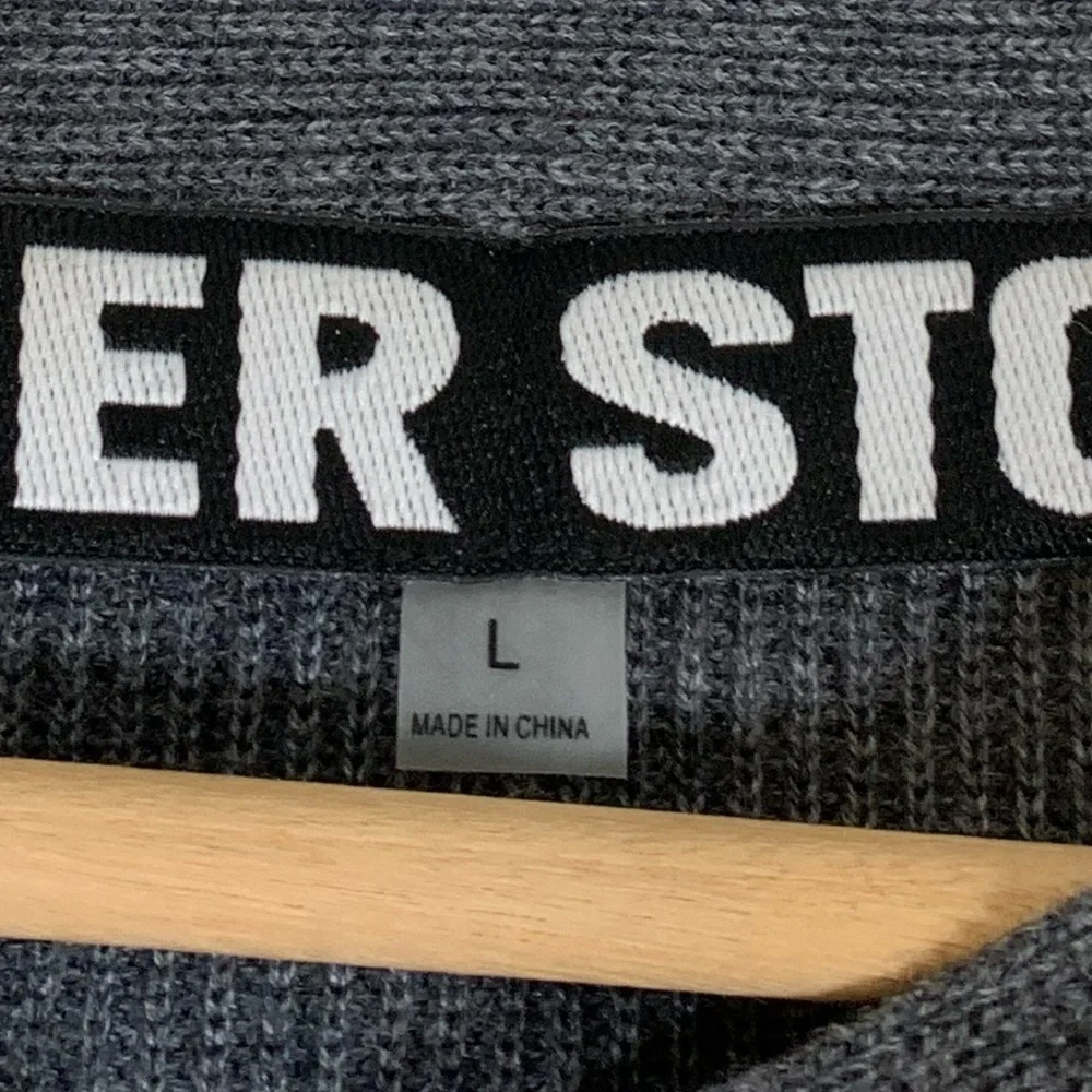 River Stone Rib Knit Crewneck Sweater In Charcoal Gray Size Large